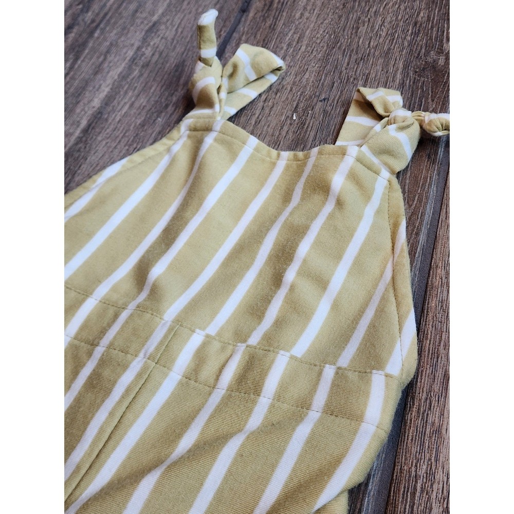 Bailey’s Blossoms Yellow White Stripe Knot Shoulder Bell Bottom Jumpsuit 3-6M