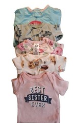 Newborn Sleepers Lot of 5 Roses Best Sister Ever Dinosaurs Rainbows Cookies