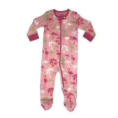 Hatley Baby Pink Flamingo Print Cotton Footed Coverall Zipper One Piece 3-6M