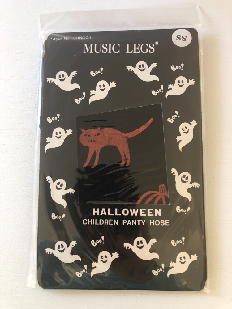 NEW Toddler Girls HALLOWEEN Tights Black Opaque Cats Pumpkins Sz 1-3