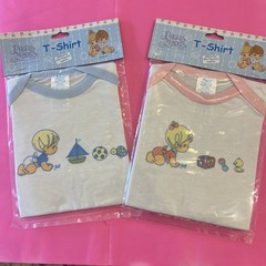 2 – Vintage Precious Moments T-Shirt Size 0-3 Months Boys Crawling 100% Cotton